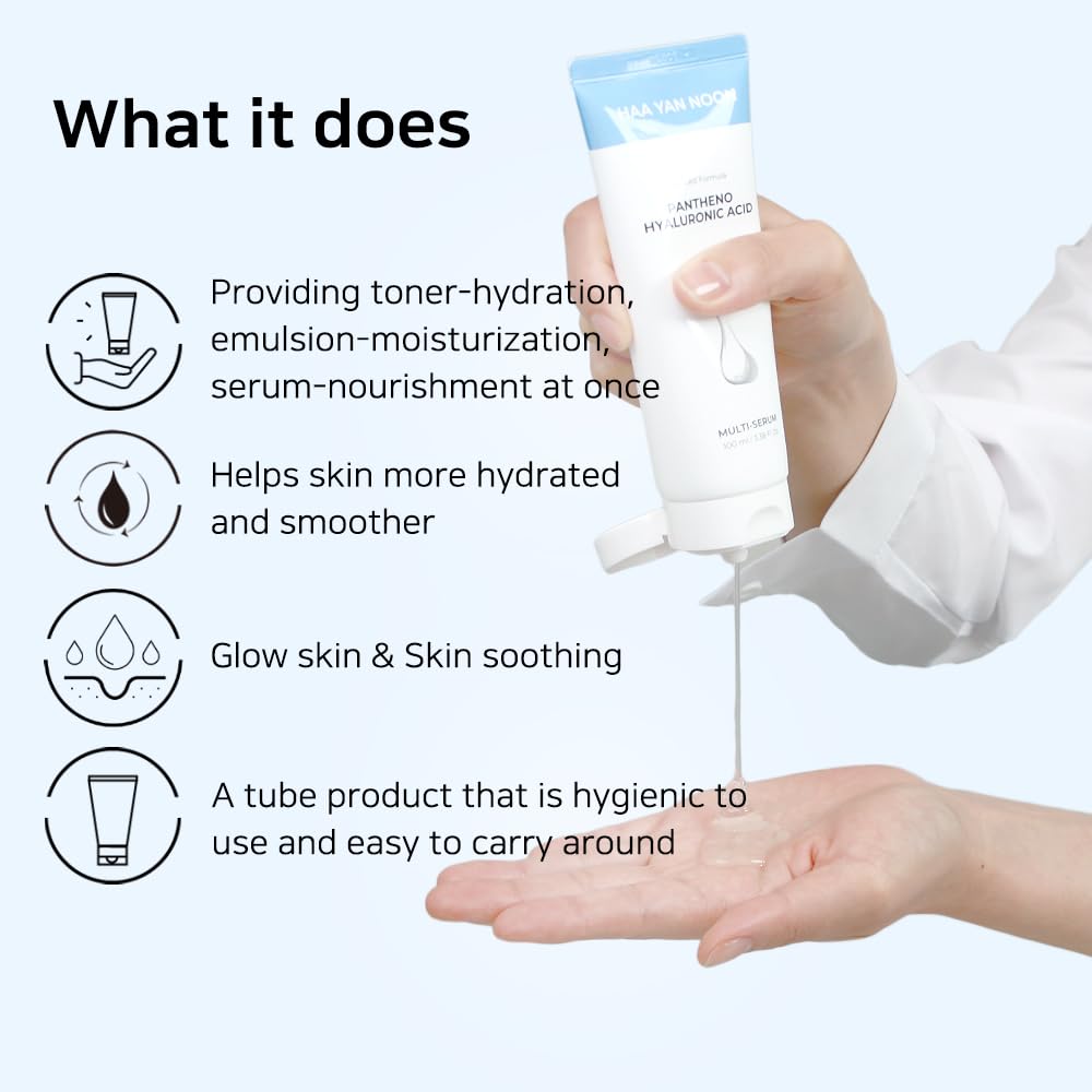 HAA YAN NOON Pantheno Hyaluronic Acid Multi-Serum, 3.38 fl. Oz/ 100ml, as Toner,Emulsion,Essence at once, Korean Skincare