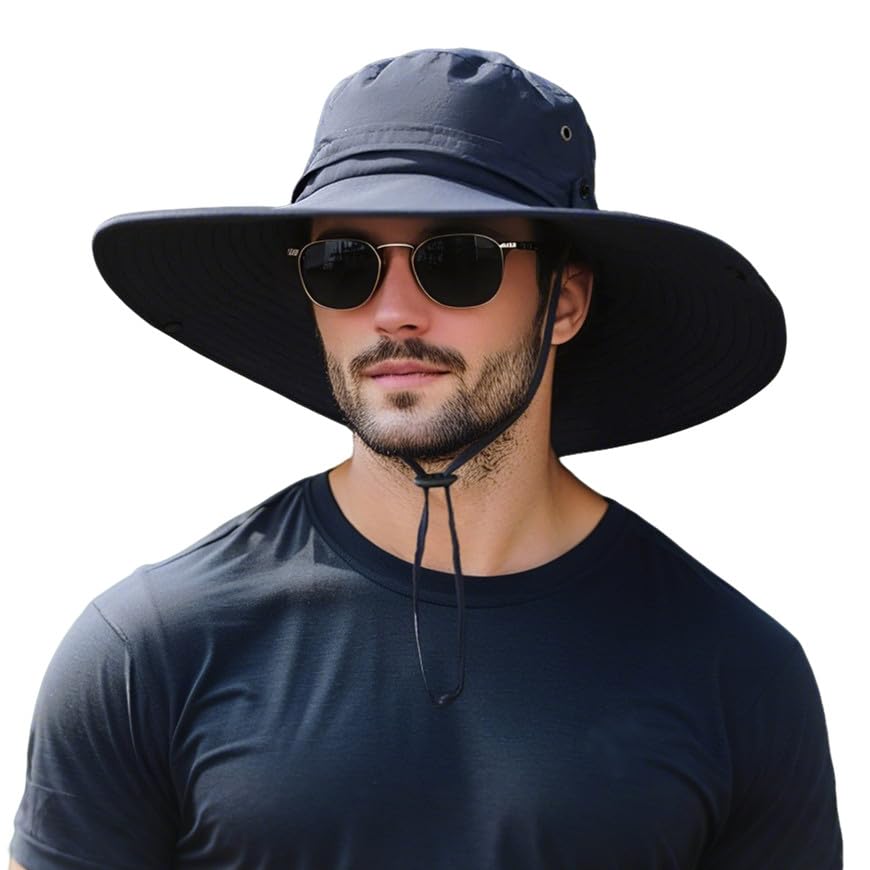 HLLMAN Super Wide Brim Sun Hat UPF 50+ Protection Hats for Mens/Womens Large Bucket hat for Fishing, Hiking, Gardening