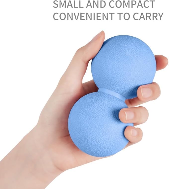 2-Piece Peanut Massage Ball Roller,Double Lacrosse Ball,Acupoint Myofascial Release,Muscle Knot Relaxer Trigger Point for Physical Therapy, Occipital,Back Knot,Psoas Muscle Release Tool (Blue)