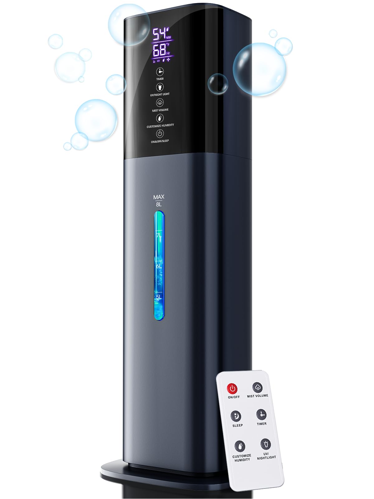 Humidifiers for Bedroom, 2.11Gal 8L Quiet Humidifiers for Large Room with Timer, 360°Nozzle, 3 Speed Ultrasonic Cool Mist Humidifier with Humidistat for Baby, Customize humidity for Home Adults Plants