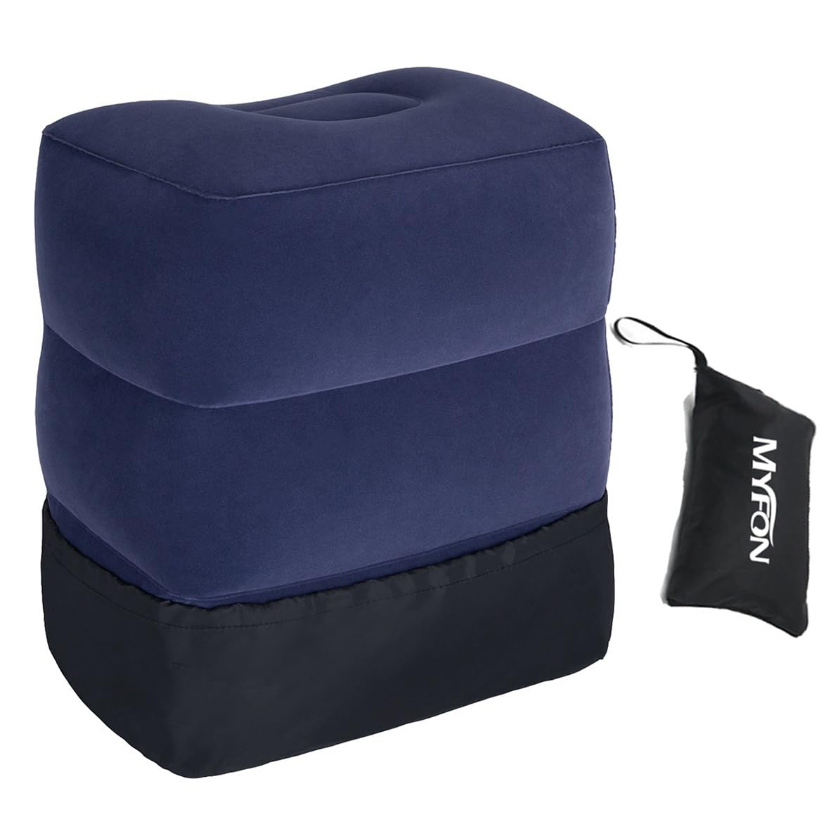 Inflatable Travel Foot Rest Pillow, Adjustable Height Leg Rest Pillow for Cars, Home, Office, Trains, Airplane, Make a Flat Bed for Baby, Kids, Toddlers, with 2in1 Storage Bag (1 Pack)