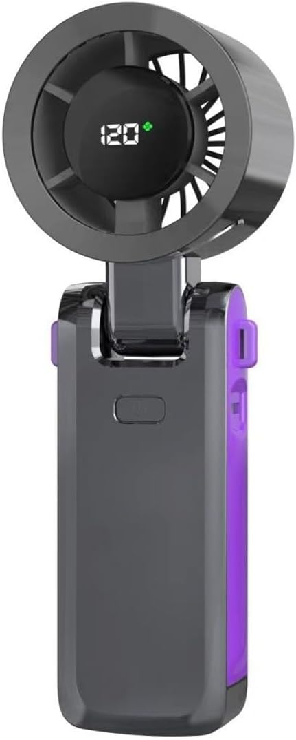 Portable Handheld Fan, Rechargeable Personal Fan, 180ยฐ Foldable Mini Desk Fan with 120 Wind Speed, LCD Digital Display, Lanyard as Neck Fan, Powerful Personal Cooling for Travel Indoor Outdoor