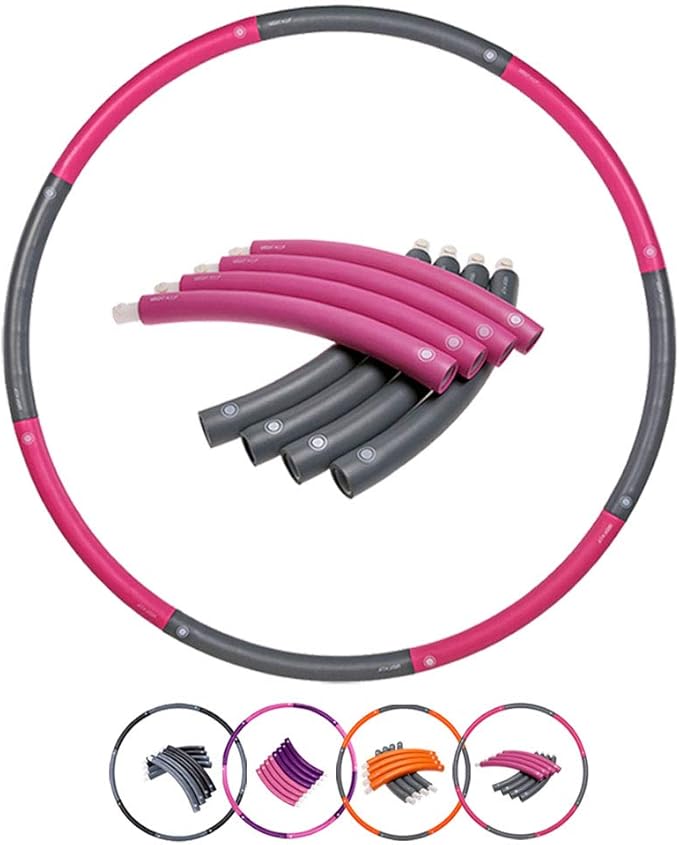 5lb Exercise Hoops for Adults, 40in Adjustable Hoola Hoop, Weighted Sports Hoop, Fitness Hoop for Weight Loss, Abdominal Trainer Fitness Training, Fat Burning, Home Gym Core Workout