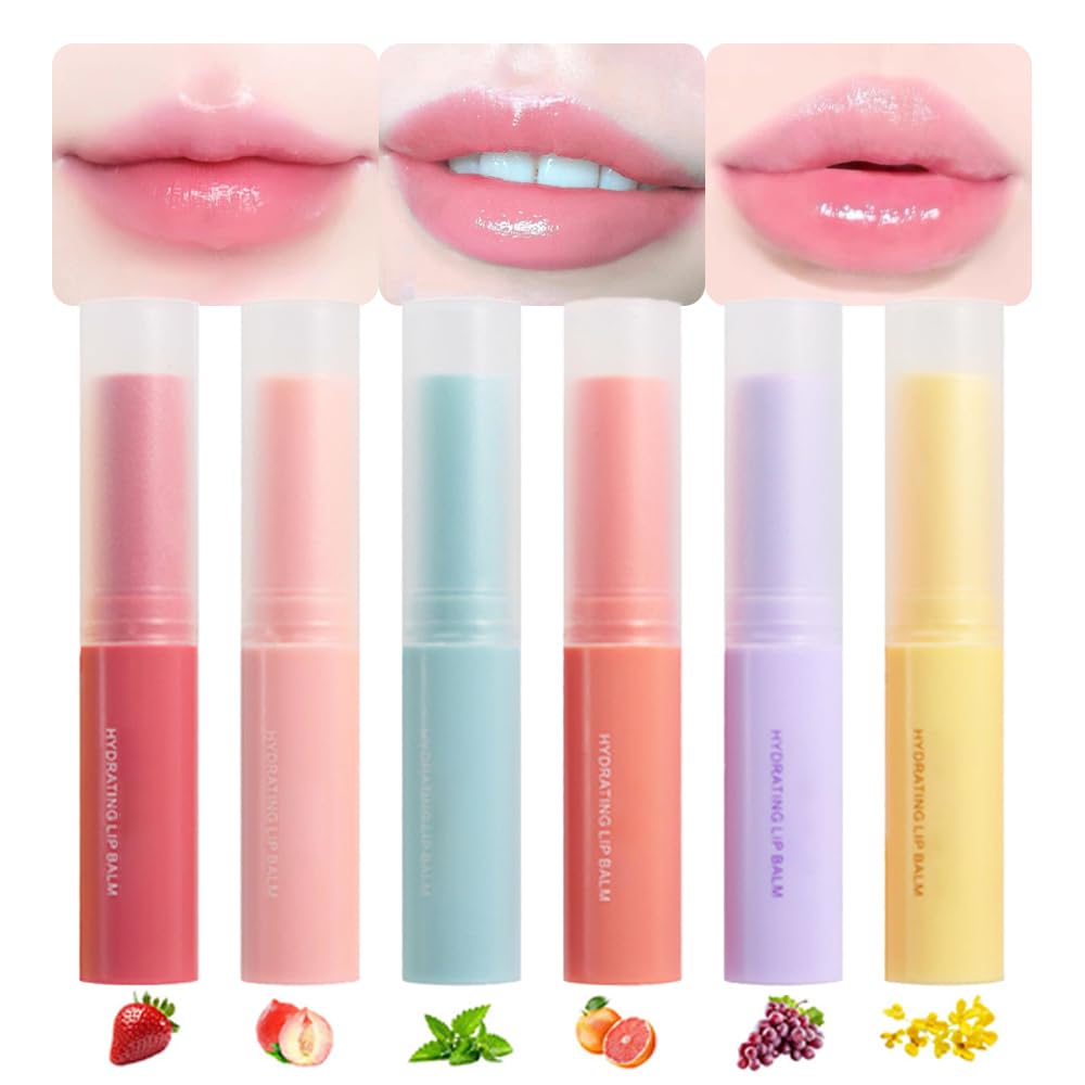 BINGBRUSH 6Pcs Lipstick - Hyaluronic Acid chapstick, Ultra Moisturizing & Repairing Lip Care for Dry, Chapped Lips,Long Lasting Hydration Lipstick, Vegan & Cruelty-Free (6 Tubes)