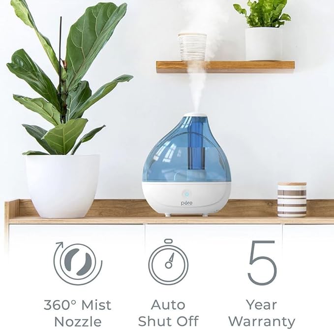 Pure Enrichment MistAire Ultrasonic Cool Mist Humidifier - Quiet Air Humidifier for Bedroom, Nursery, Office, & Indoor Plants - Lasts Up To 25 Hours