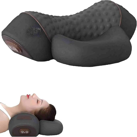 3-in-1 Heated Neck Massage Pillow | Memory Foam Cervical Support | Relaxation Pillow for Home & Office (Black)