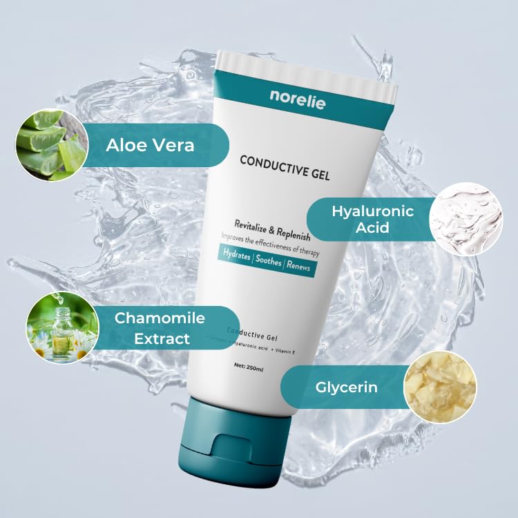 Norelie Conductive Gel for RedRevive Cold Laser Therapy Wand - Activator Serum for Red Light Therapy, Hydrating, Non-Sticky Gel for Face and Body, 50ml, Pack of 3