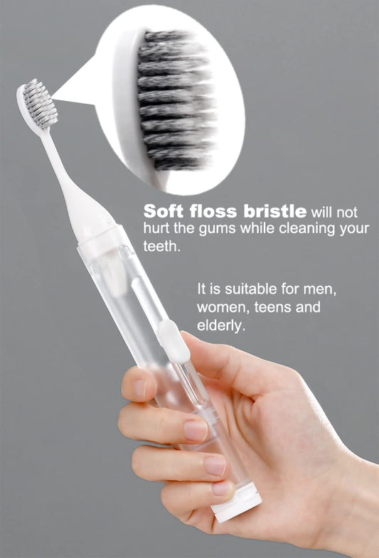 prony 3 in 1 Portable Travel Toothbrush with Travel Case and Extra Soft Bristles and Built-in Refillable Toothpaste Tube,Travel Essential Accessories