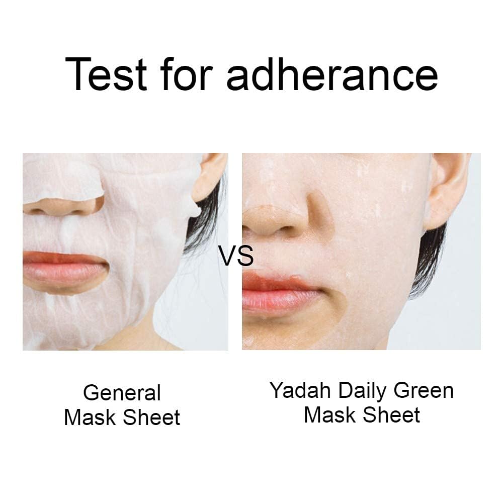 YADAH Daily Green Facial Sheet Mask, Natto Collagen, Pack of 5 – Vegan 100% Eco-friendly Mask Sheet for Skin Elasticity