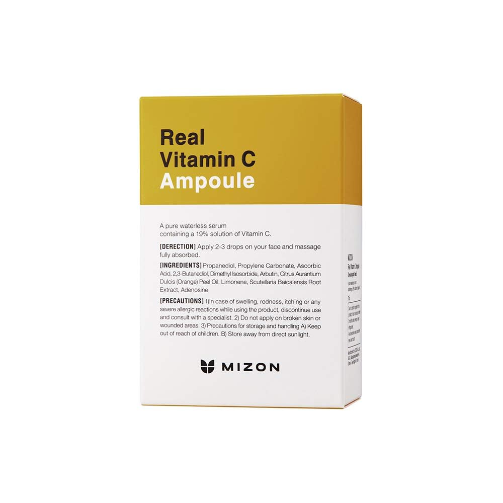 MIZON Real Vitamin C Ampoule, Pure Vitamin C, No Water Added,10 Ingredients, Nutrition, Face Moisturizer (0.51 fl. Oz)