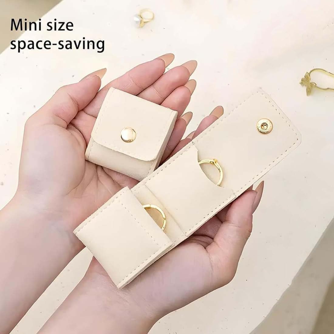 Mini Travel Jewelry Bag, Travel Jewelry Organizer Case Foldable Jewelry Roll for Journey Rings, Necklaces, Earrings, Bracelets,Mini Travel Jewelry Roll Bag with Buckle, (2pcs)