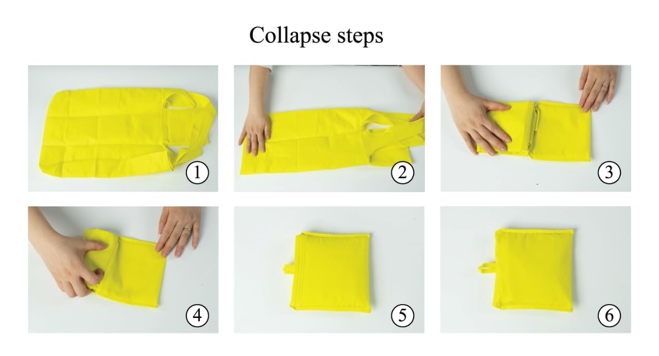 Zenloria Foldable Reusable Grocery Bags – Heavy Duty 6 Pack with Handles | XL Tote for Women & Men, Market, Travel, Storage (Black, Grey, Blue, Army Green, Yellow, Orange)