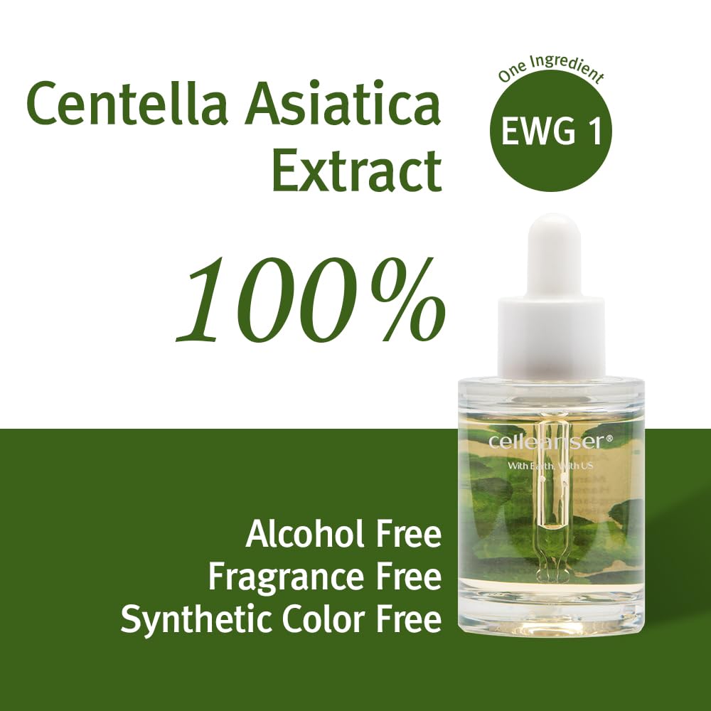 CELLEANSER Real Ampoule - 100% Centella Asiatica Extract Water, Single-Ingredient Soothing Serum for Sensitive Skin, 1.01 fl.oz