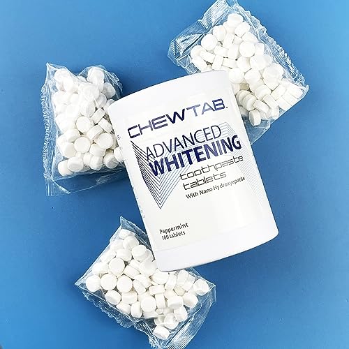 Weldental Chewtab Advanced Whitening Toothpaste Tablets with Nano-Hydroxyapatite 180 Count Refill (Peppermint)