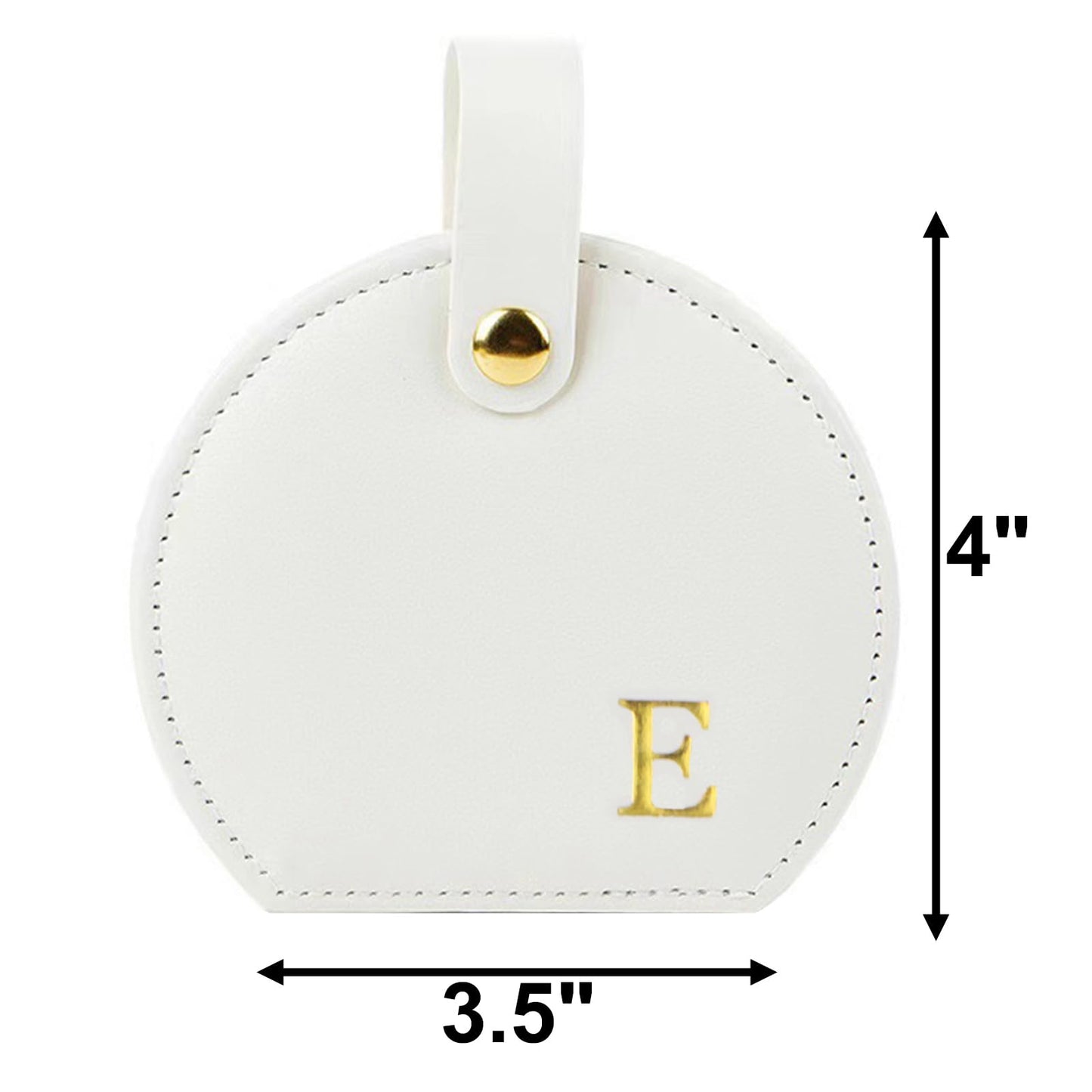 Travel Jewelry Case,Personalized Jewelry Box,Elegant Half-Moon Design with Personalized Golden Initial Case,Personalized Gifts for Women,Jewelry organizer;Personalized Gifts for Women or Friends(E)