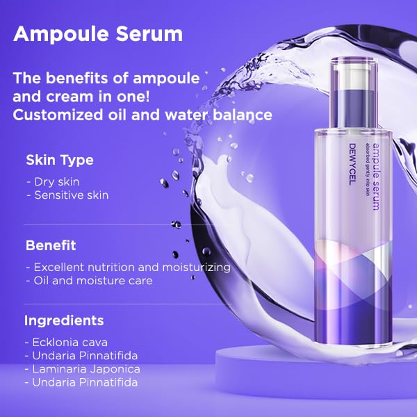DEWYCEL AMPULE SERUM with Niacinamide, Ceramide NP, and Hyaluronic Acid | Highly Absorptive Hydrating Serum with Micro-Molecules | Korean Premium Skincare | 3.4 fl oz / 100 ml