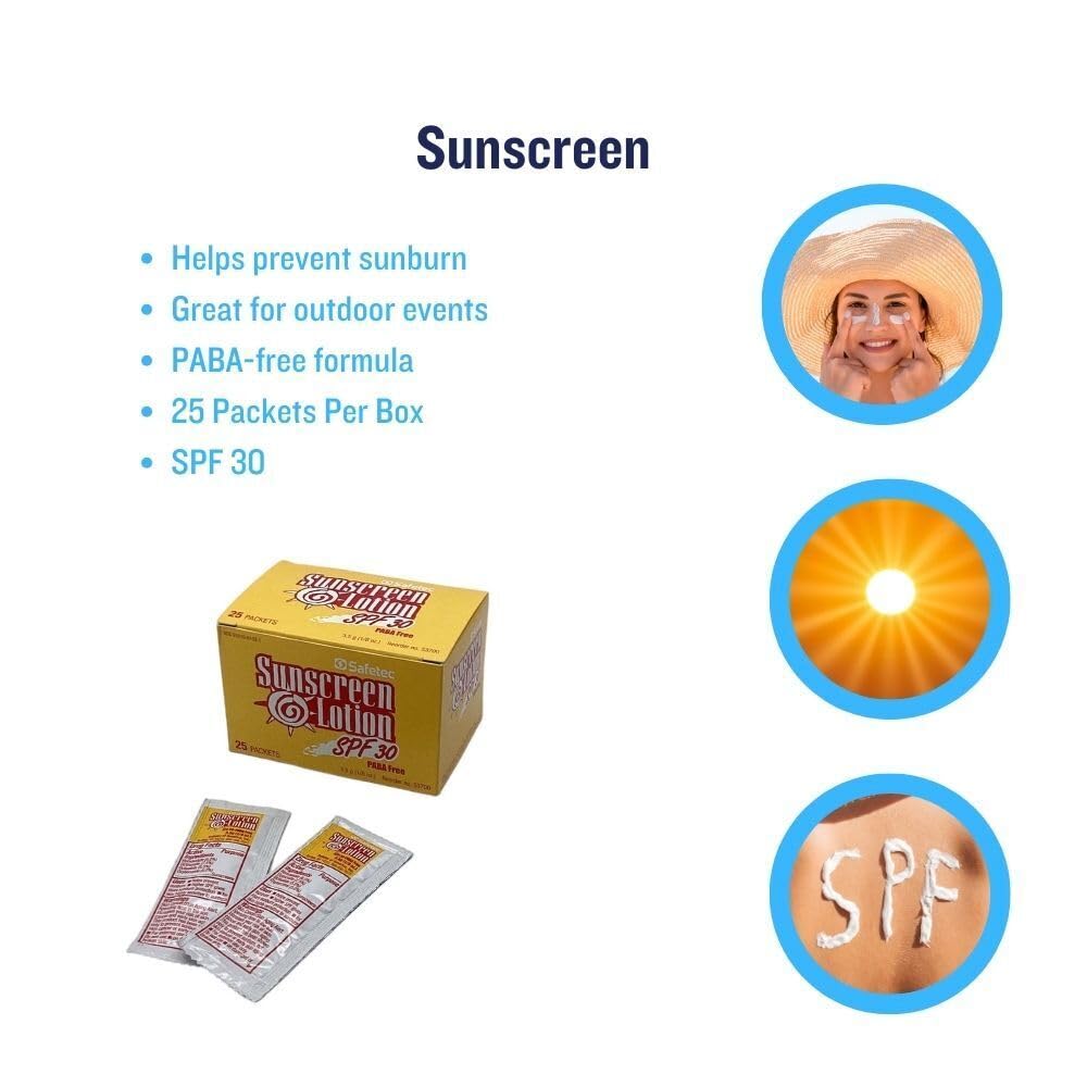 Sunscreen Lotion SPF 30 Plus for Highly Sensitive Skin 1 Box (25 packets/box) by Safetec - MS84250…