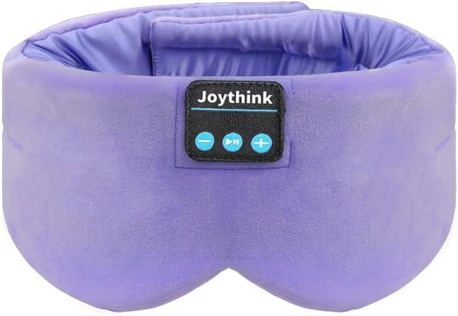 Joythink Sleep Headphones Bluetooth Sleep Mask Silk Headband Earphones Bluetooth Eye Mask for Sleeping On Side Blackout Soft Sleep Earphones Music Kids Children Eye Cover Purple