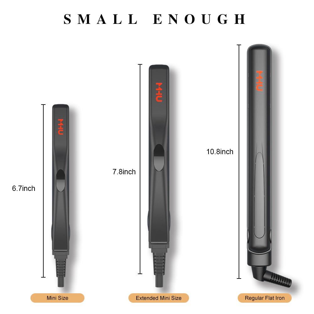 Lightweight Portable Hair Straightener, 0.5 Inch Mini Flat Iron with Ceramic Tourmaline Plates & Smart Constant Temperature - Perfect for Short Hair, Curls, Bangs & Travel - Small Styling Iron