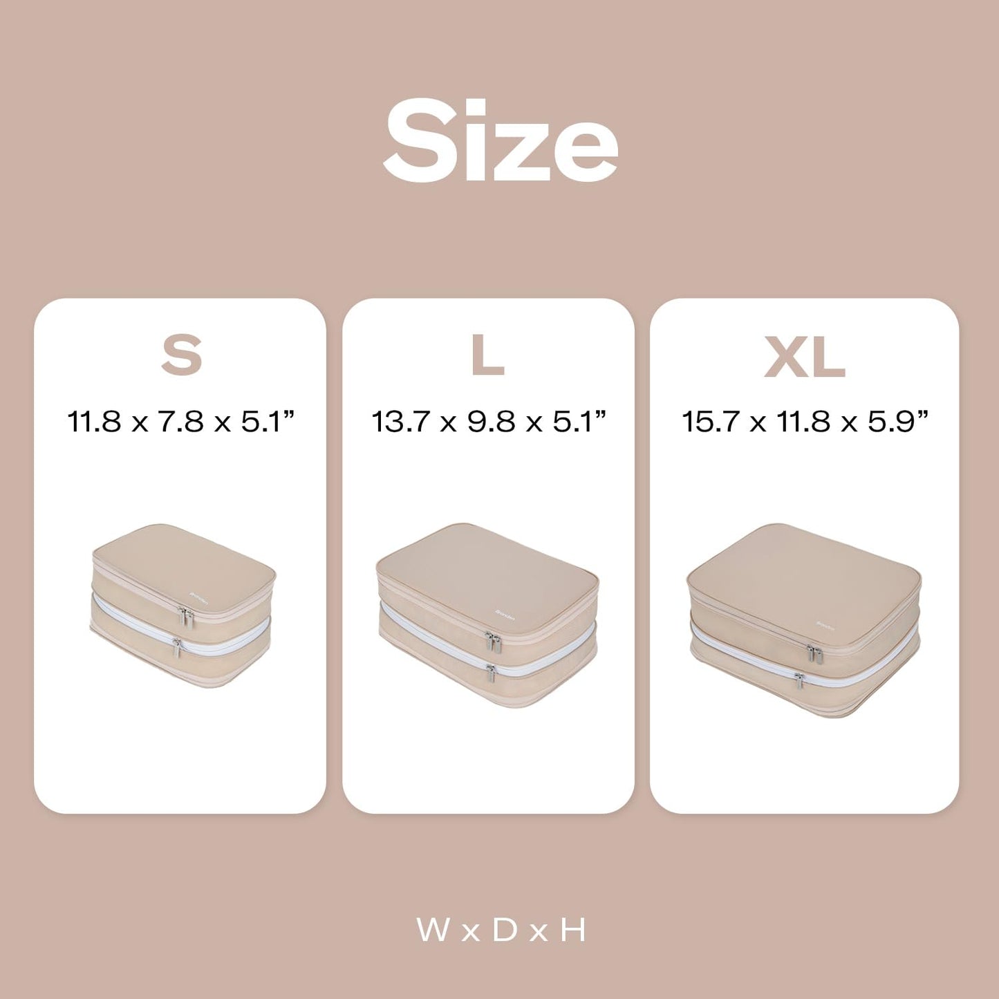 Branden Compression Packing Cube, X-Large, Sandbeige | Travel Essentials l Luggage Organizer l Self Compression Organizer for Travel l Overnight Trip, Road Trip, Beach, Cruise