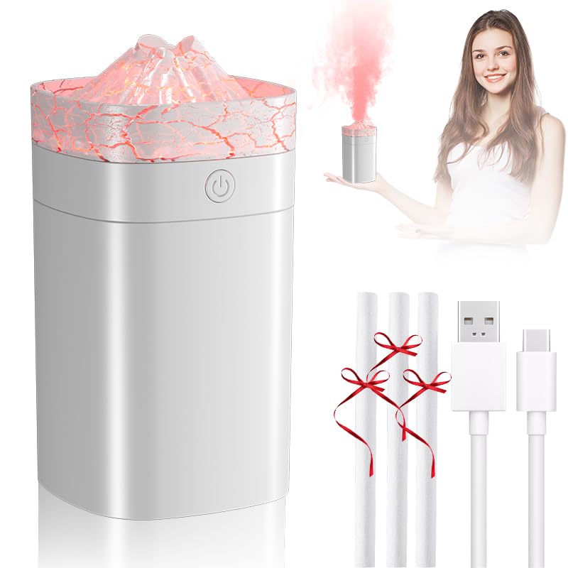 Portable Mini Humidifier, 400ml Small Humidifier with 2 Modes Large Spray, USB Personal Desktop Humidifiers for Home Bedroom Car Office Travel Yoga with 7 Color LED Light, Auto Shut-Off, Bass Work