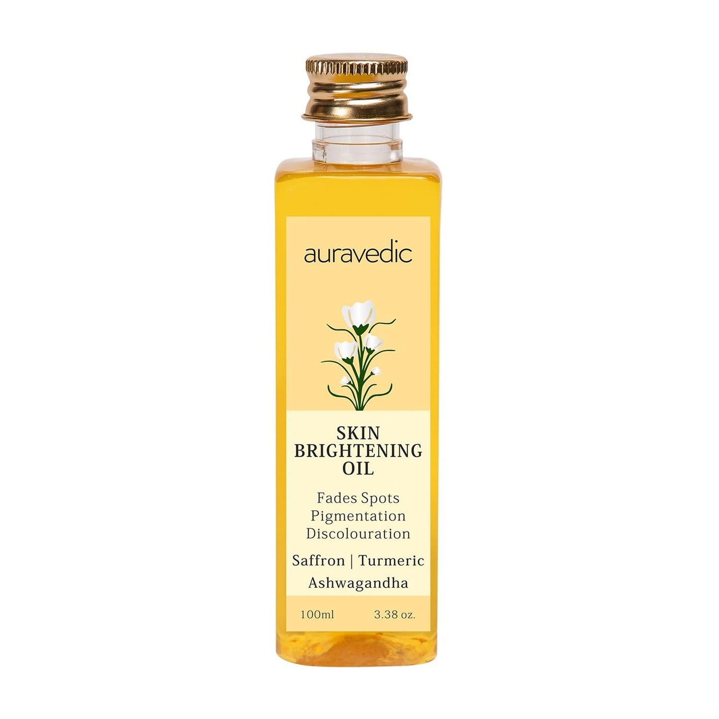 Auravedic Skin Oil for Radiant Skin | Face Massage Oil with Turmeric, Saffron & Ashwagandha | Suits Oily, Dry & All Skin Types | Organic & Natural | 3.38 Fl Oz (100ml)