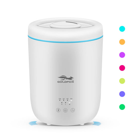 Cool Mist Humidifiers for Bedroom with Night Light, 2.2L Top Fill Small Humidifiers for Plants Indoor, 28dB Quiet Ultrasonic Air Vaporizer with 360° Nozzle, Easy Fill and Clean Safety Shut-off
