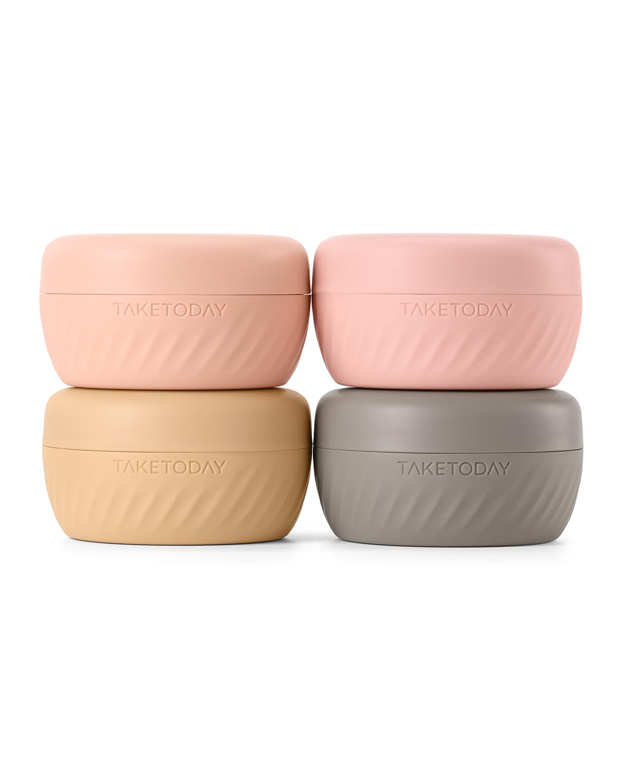 TakeToday Travel Containers for Toiletries, Leak-proof, TSA Approved, Refillable Silicone Cream Jars with Lid Travel Size Essential for Cosmetic toiletry Cream, 2oz, 4 Pack (Apricot)