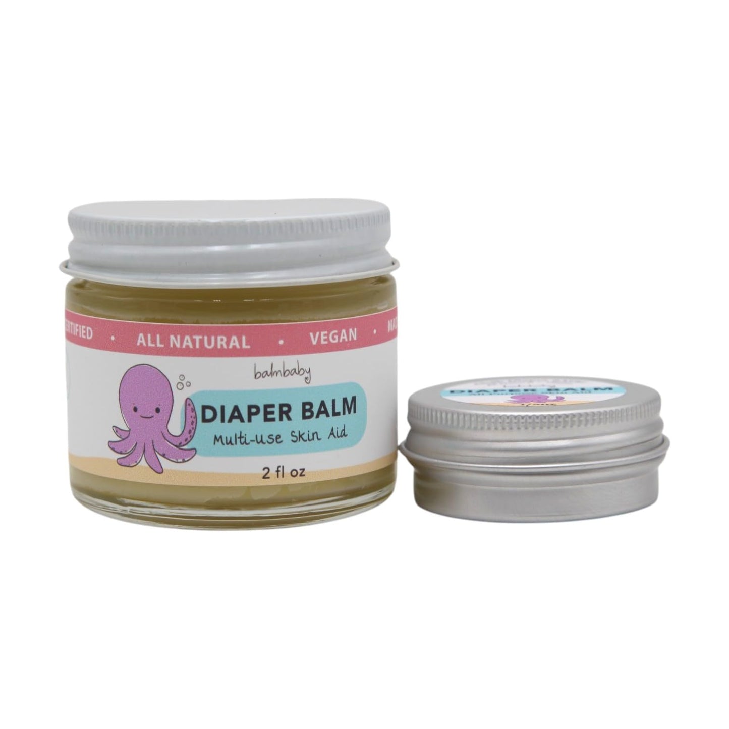 Organic Diaper Balm by Balm Baby – Natural Diaper Rash Cream & Multipurpose Baby Skin Ointment with Calendula, Vegan - Soothing, Healing, Moisturizing – Newborn Cradle Cap (Single + Travel Size)