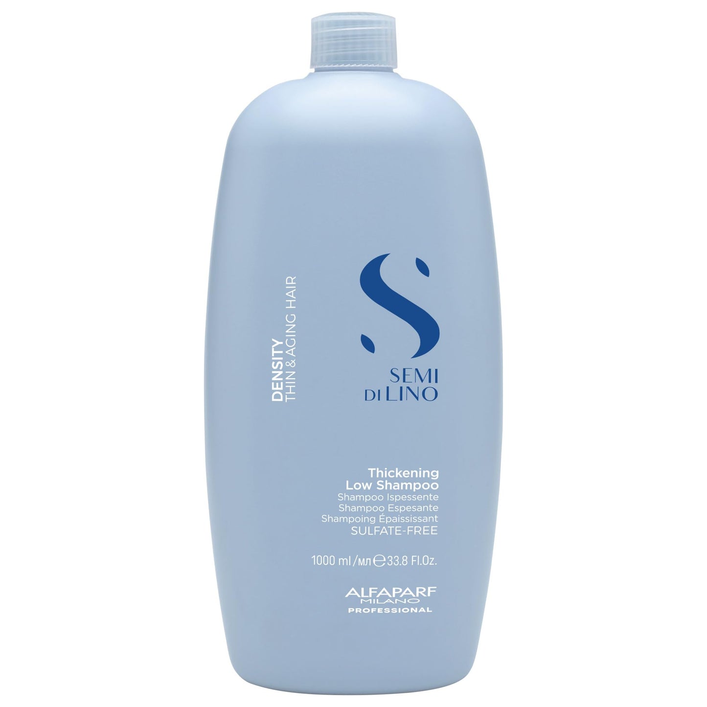 Alfaparf Milano Semi Di Lino Density Shampoo - Sulfate-Free Hair Thickening Formula - Gentle Cleanser with Filler Complex - Protects & Hydrates for Long-Lasting Color (33.8 Fl Oz)