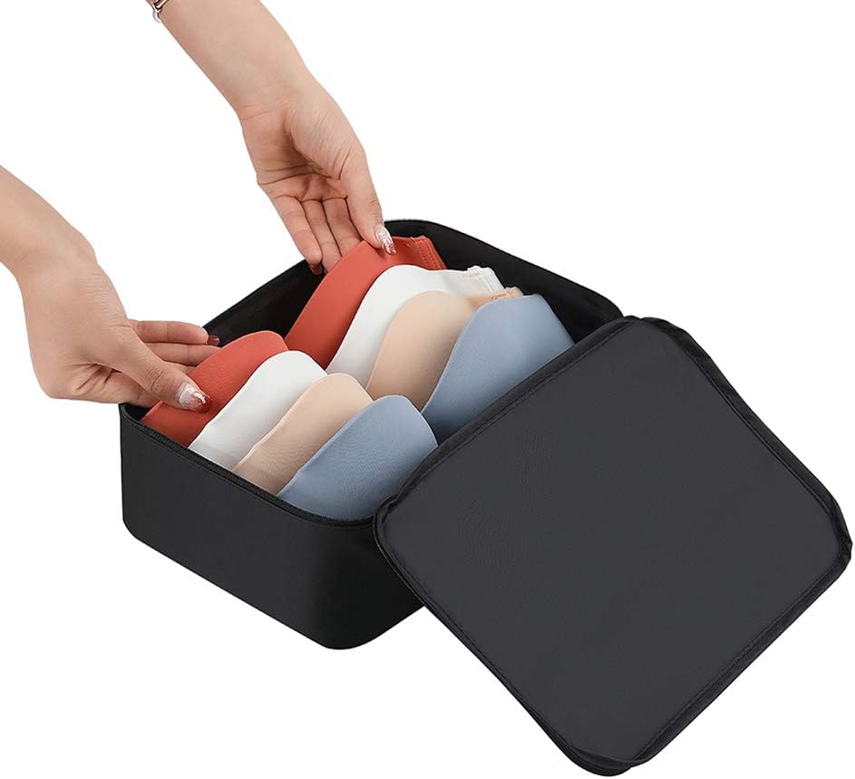 Belsmi 8 Set Packing Cubes with Shoe Bag - Compression Travel Luggage Organizer (Style A - Black)