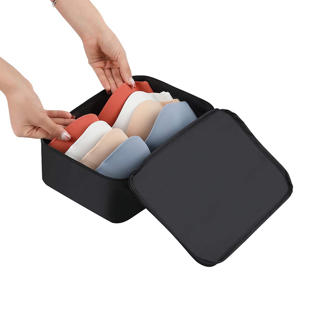 Belsmi 8 Set Packing Cubes with Shoe Bag - Compression Travel Luggage Organizer (Style A - Black)