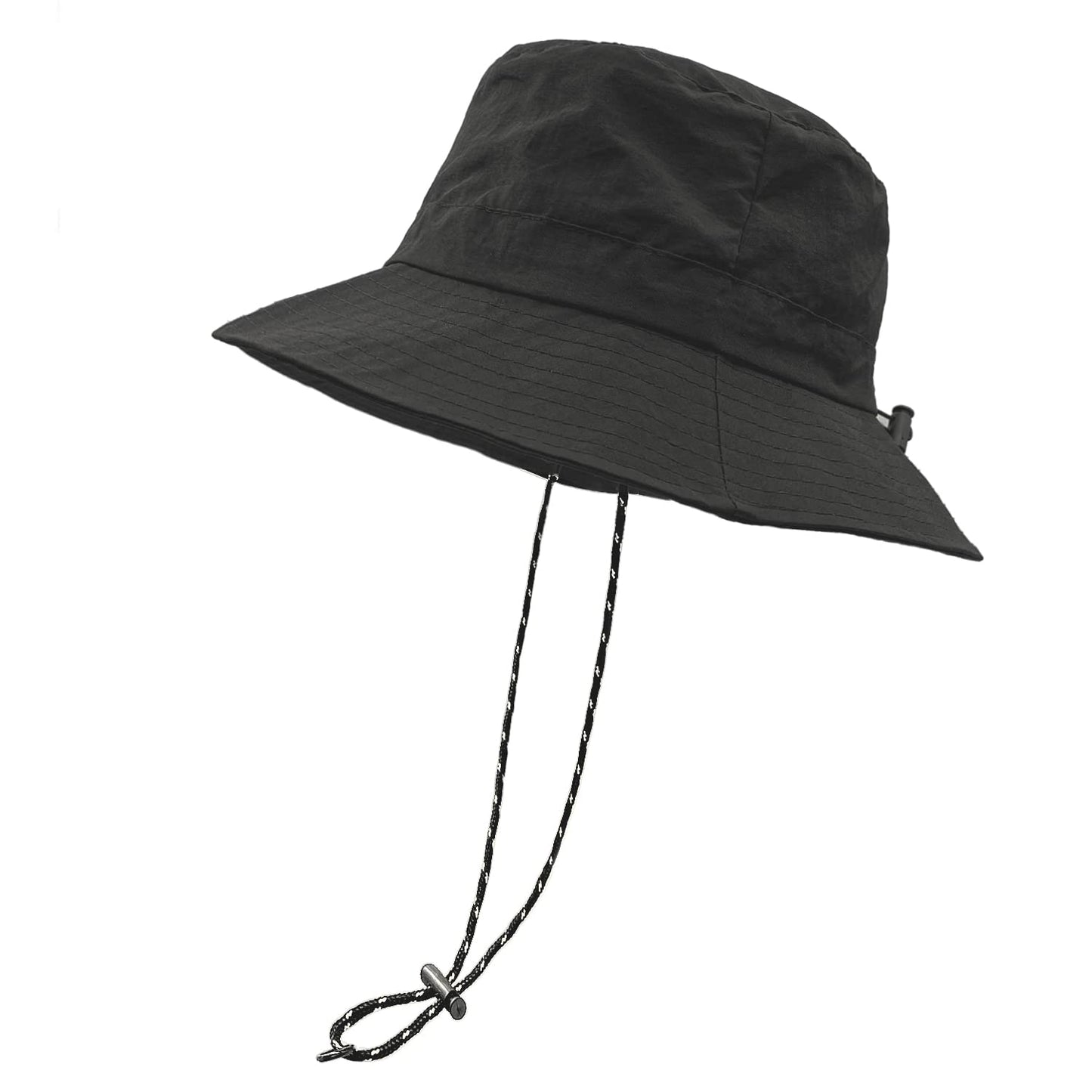 woogwin Waterproof Bucket Rain Hat with Chin Strap Quick Dry Packable Boonie Sun Hat Safari Hat UV Protection(Black)