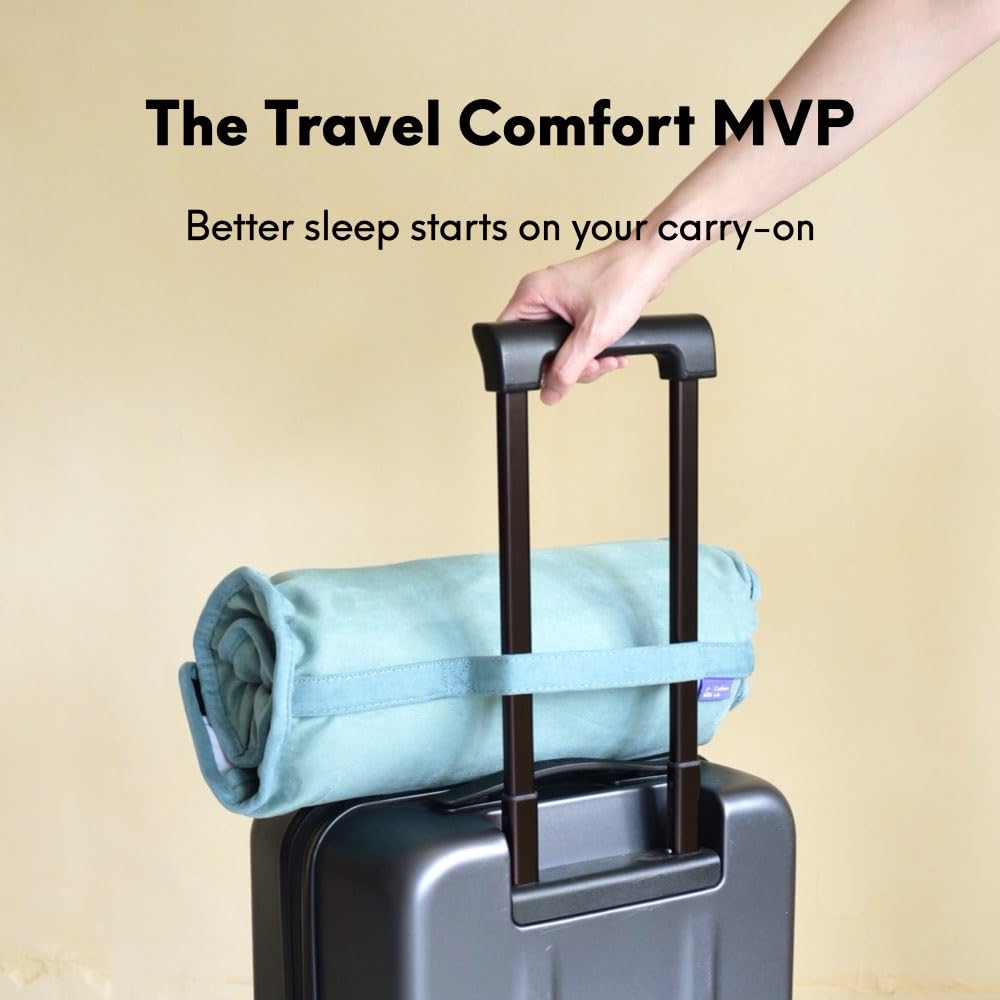 Cushion Lab Travel Deep Sleep Pillow – Compact Memory Foam Neck Pillow for Sleeping, Portable Pillow for Hotels, Camping, Side & Back Sleepers, On-The-Go – Wellness Green