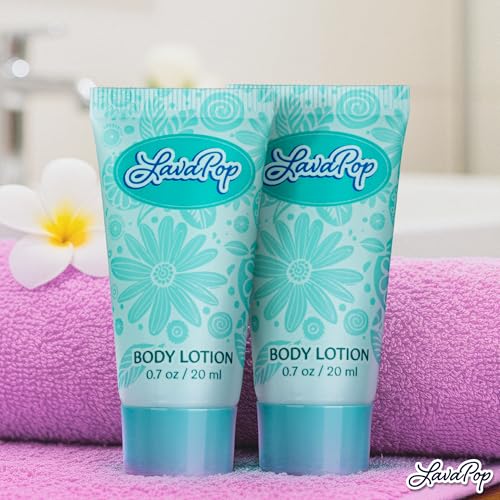 LavaPop - Travel Size Body Lotion - Iris, Violet & Amber, 0.7 fl oz, 100 Pack - Delight Your Guests with Calming & Comforting Lotion - Bulk Hotel Toiletries for Airbnb, Motels & Guest Rooms