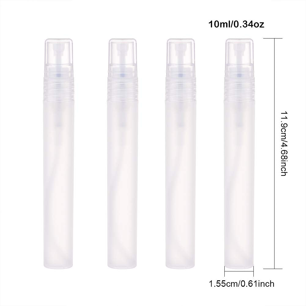 BENECREAT 24 Pack 10ml Frosted Plastic Perfume Tubes Fine Mist Spray Bottle Travel Essentials for Essential Oil, Perfume, Toner, Cleaning Liquid, Festival Gift