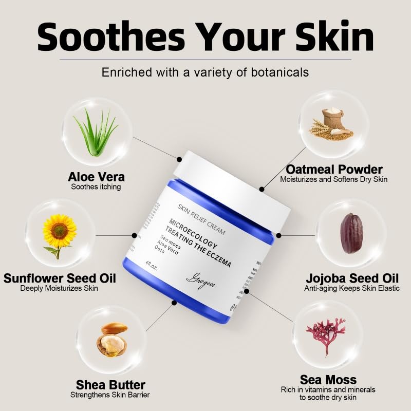 Natural Organic Eczema Soothing Cream Made With Sea Moss Aloe Vera, Oats! Sensitive Skin Dry Skin Hydrating Comfort Moisture Fragrance Free Skin care