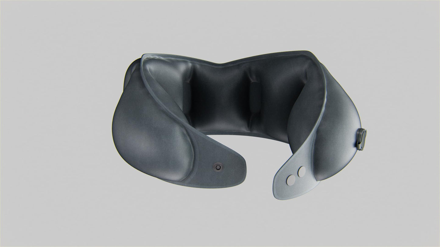 NQQNQQ J-10 Inflatable U-Shaped Travel Pillow, Compact Neck Support Cushion for Airplane, 3D Ergonomic Design, 5s Fast Inflation, Portable Neck Rest for Sleeping & Travel. (Gray)