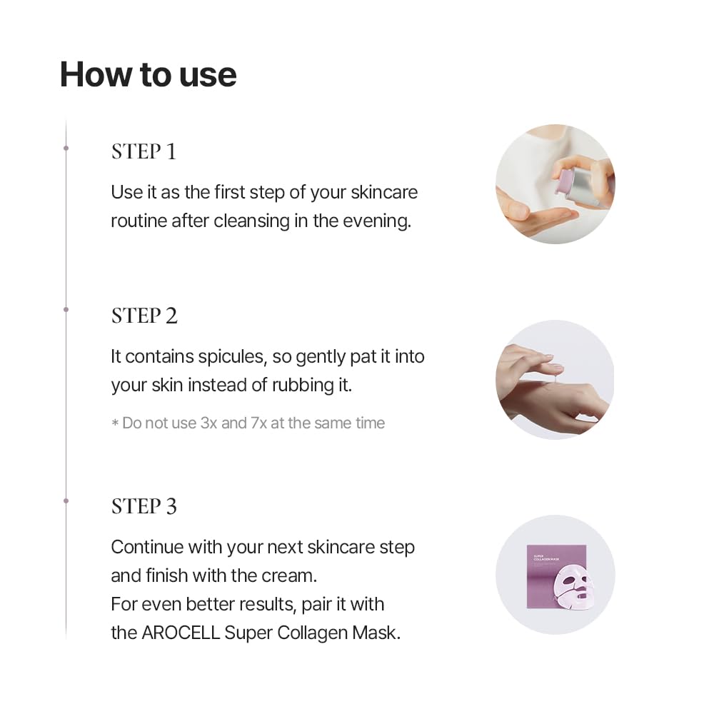 AROCELL Super Shot Coltra Ampoule - 7X Collagen Micro Shot Spicule 30ml/1.01 Fl Oz for Elasticity Hydrating Pore Wrinkle Care Skin Texture Anti-Aging Korean Skincare