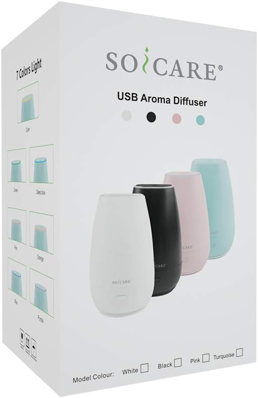 SOICARE Car Diffuser,Small Portable Car Essential Oil Diffuser with Built-in USB Cable,Mini Aromatherapy Diffuser for Travel/Office/Home (Pink)