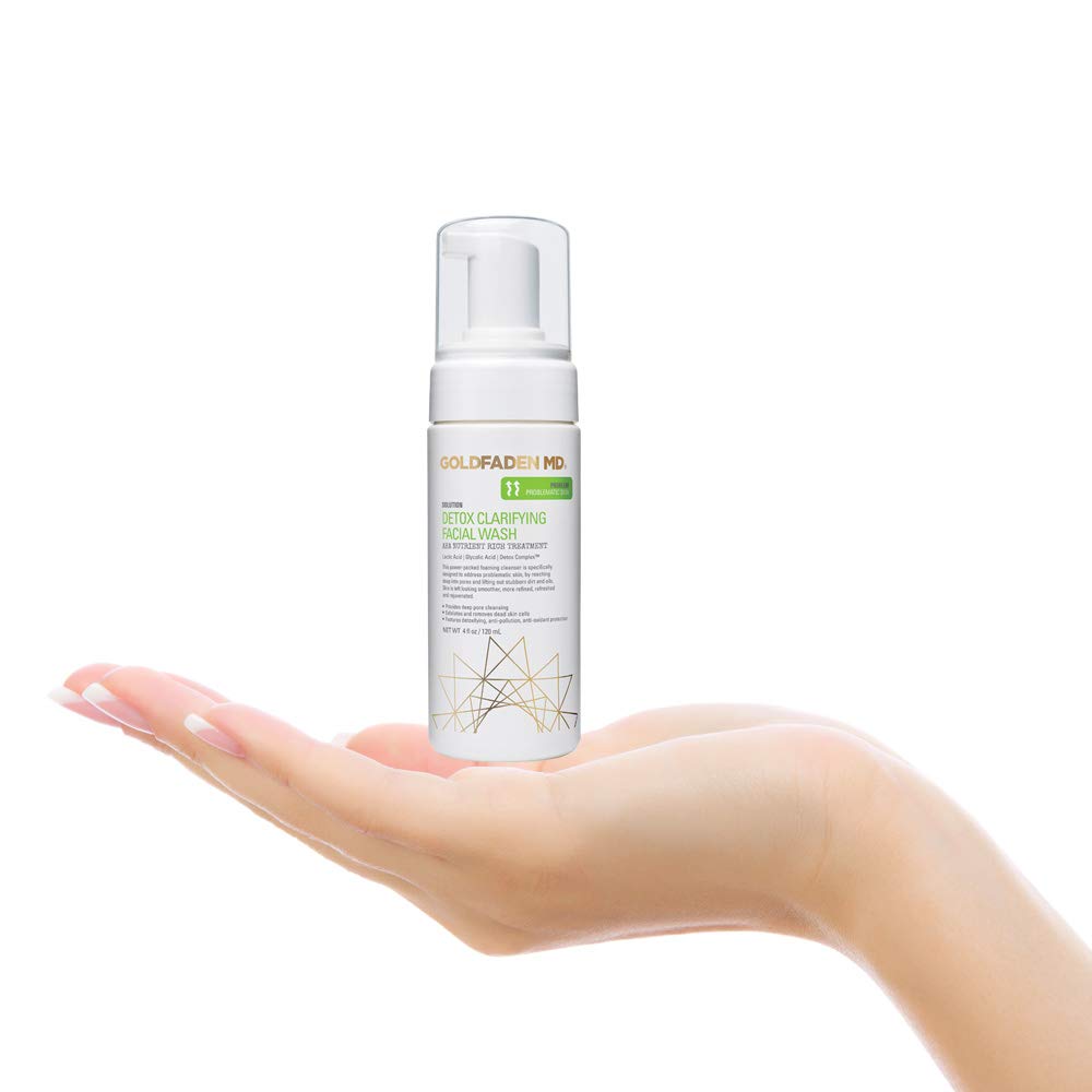 GOLDFADEN MD Detox Clarifying Facial Foaming AHA Cleanser | Purifying w/Glycolic Acid, Lactic Acid & our Detox ComplexTM | 4 fl oz