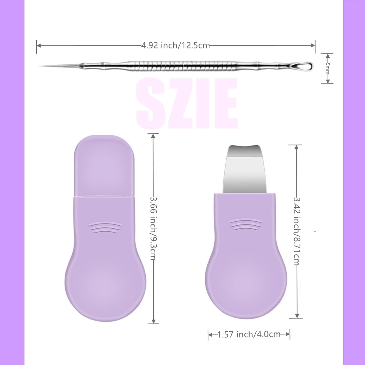Blackhead Remover & Pimple Extractor Kit Dual-Ended Skin-Friendly Design for Sensitive Skin Professional Pore Cleanse & Acne Home Facial Care Tools with Stainless Steel Scraper (Purple-with Needle)