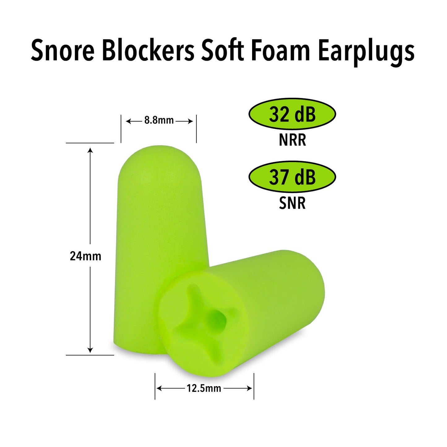 Mack’s Snore Blockers Soft Foam Earplugs, 12 Pair – 32 dB High NRR, 37 dB SNR – Comfortable Ear Plugs for Sleeping, Snoring, Loud Noise and Travel