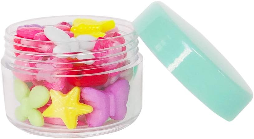 Wopanxye 12pack 15 Gram Small Clear Cosmetic Sample 15ml Empty Containers for Make-up Gifts, Eye-Shadow, Nails, Powder, Gels, Beads, Jewelry, Sunscreens Cream, Mini 15g Pot Jars with Green Cap Lids