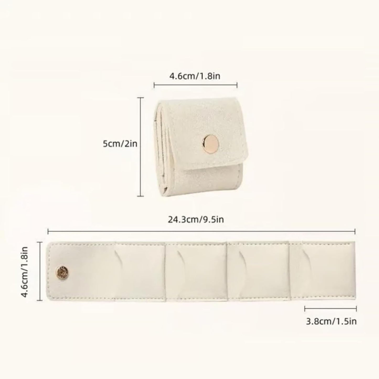 Mini Travel Jewelry Bag, Travel Jewelry Organizer Case Foldable Jewelry Roll for Journey Rings, Necklaces, Earrings, Bracelets,Mini Travel Jewelry Roll Bag with Buckle, (2pcs)