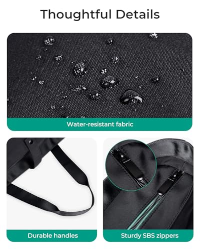 BAGSMART Tote Bag for Women, Foldable Tote Bag With Zipper Large Shoulder Bag Top Handle Handbag for Travel, Work-16.5''l X 6''wx 14''h