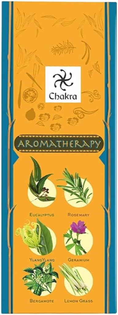 Chakra Aromatherapy Incense Gift Pack – 120 Natural Sticks (6 Boxes) – Relaxing, Stress Relief, Meditation, Refreshing, Sensuality & Energising Scents – Eucalyptus, Geranium & More