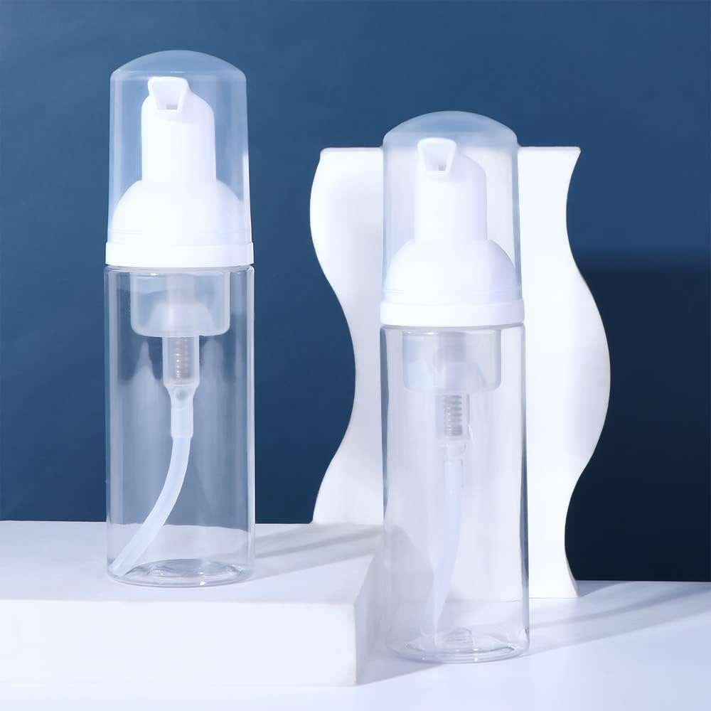 Clear Plastic Foam Pump Bottle Set,30/40/50/60ml Portable Travel Mini Cosmetic Dispenser Shampoo Cleanser Empty Bottle,Refillable Containers (60ml)