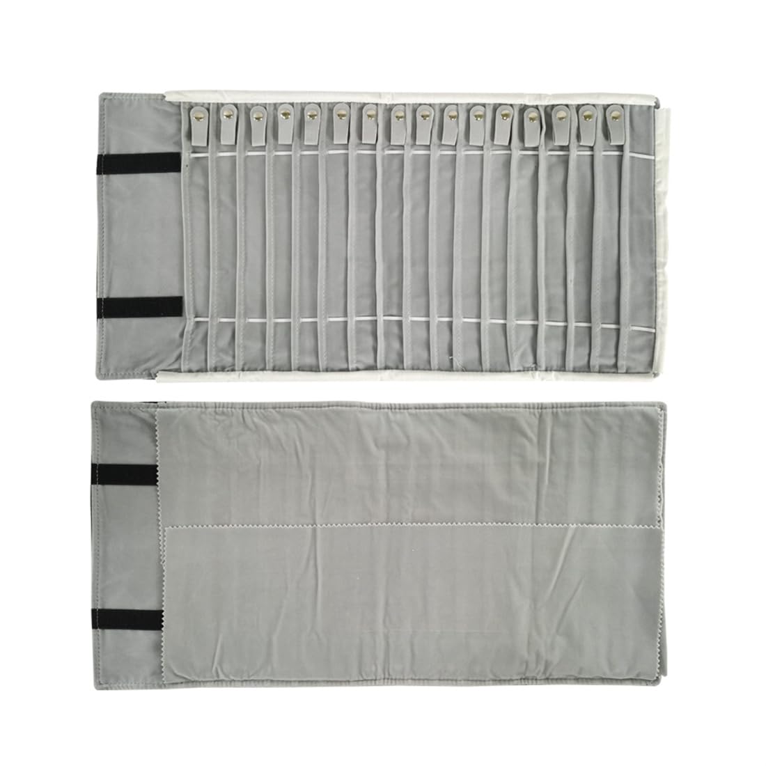 SCIKHEFT Portable Jewelry Roll Untangled Secure Necklace Travel Storage Bag Displays Holder 16 Chain (Black and Gray)