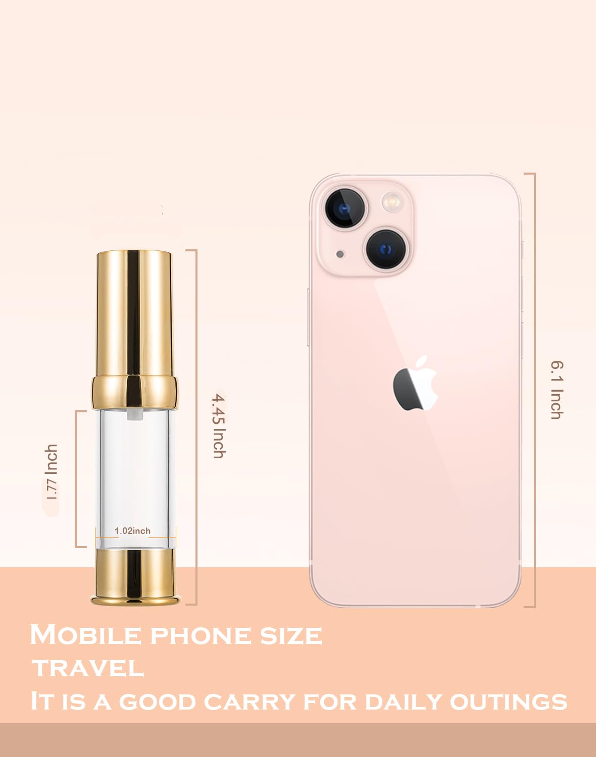 XQNCBY Gold 15ML Airless pump bottle Toiletries Travel Size containers mini makeup bottle Dispenser with Box Reusable empty cosmetic packaging bottles (0.5 oz/15 ml, 4 Packs)